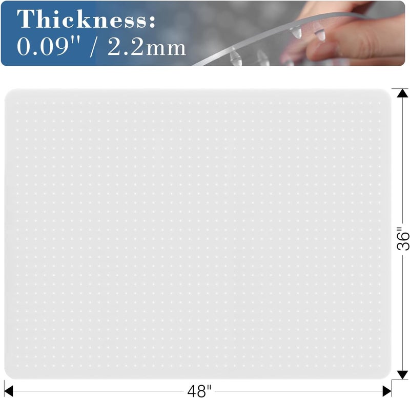 Tydle Chair Mat for Carpet, 36" x 48" Office Chair Mat for Carpeted Floors, Heavy Duty Rolling Computer Under Desk Mat with Grips, Floor Protector Mat for Home Office (Clear) - Image 2